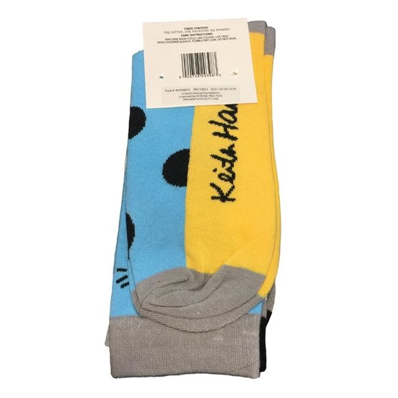 Keith Haring Men's Crew Socks Size 10-13 Iconic Logo Robot Dog 3 Pairs - Picture 2 of 5